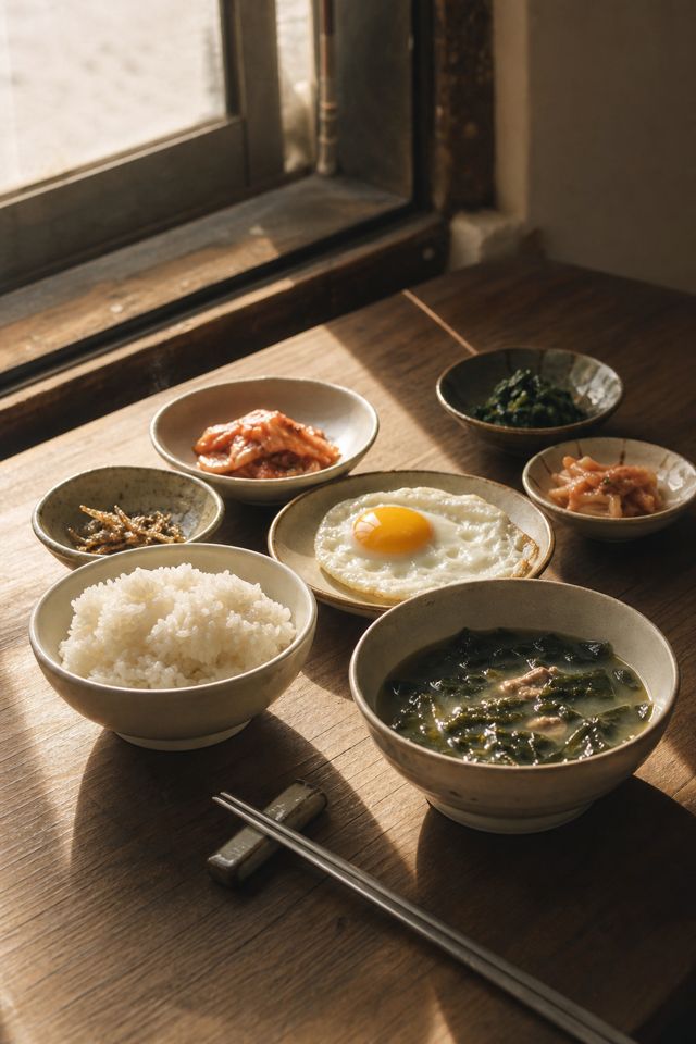 아침 정식 창가 무드